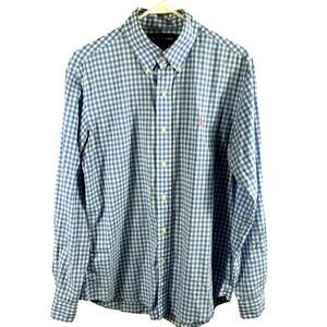 Polo Ralph Lauren Men Long Sleeve Button Down Shirt Medium Blue/ White Checkered